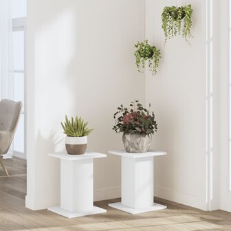Plantenstandaards 2 st 30x30x40 cm bewerkt hout wit 3