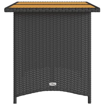 Tuintafel met houten blad 110x68x70 cm poly rattan zwart 5