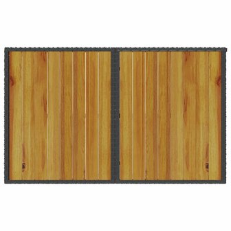 Tuintafel met houten blad 110x68x70 cm poly rattan zwart 7
