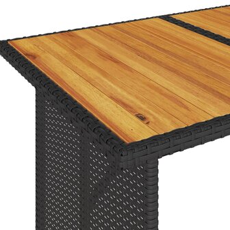 Tuintafel met houten blad 110x68x70 cm poly rattan zwart 8