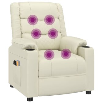 Massagestoel elektrisch kunstleer cr&egrave;mekleurig 8