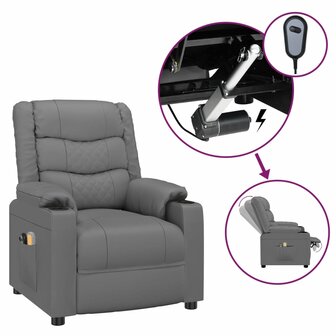Massagestoel elektrisch kunstleer grijs 2