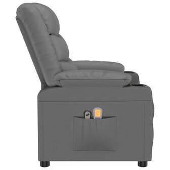 Massagestoel elektrisch kunstleer grijs 5