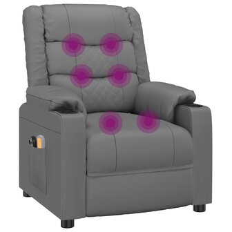 Massagestoel elektrisch kunstleer grijs 8