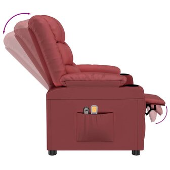 Massagestoel elektrisch kunstleer wijnrood 7