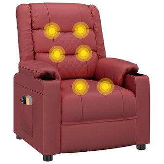 Massagestoel elektrisch kunstleer wijnrood 8