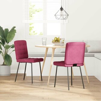 Eetkamerstoelen 2 st fluweel wijnrood 2