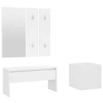 Garderobe set bewerkt hout wit 2