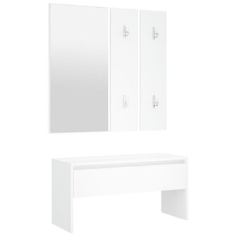 Garderobe set bewerkt hout wit 6