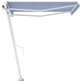 Luifel vrijstaand handmatig uittrekbaar 350x250 cm blauw en wit 2
