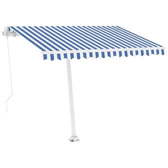 Luifel vrijstaand handmatig uittrekbaar 350x250 cm blauw en wit 4