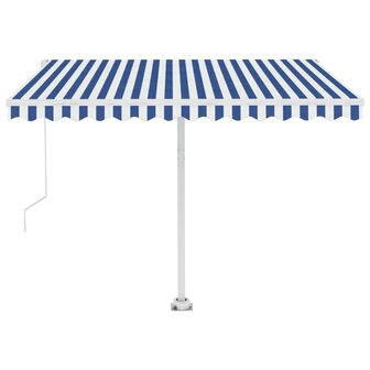 Luifel vrijstaand handmatig uittrekbaar 350x250 cm blauw en wit 5