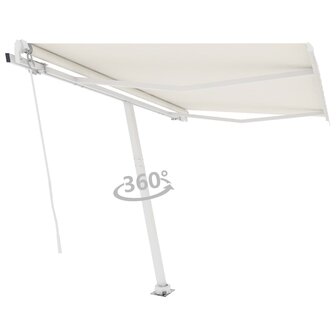 Luifel vrijstaand handmatig uittrekbaar 350x250 cm cr&egrave;mekleurig 3