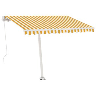 Luifel vrijstaand handmatig uittrekbaar 350x250 cm geel en wit 4