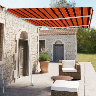 Luifel vrijstaand handmatig uittrekbaar 350x250 cm oranje bruin 1