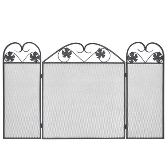Haardscherm 3 panelen ijzer zwart 3