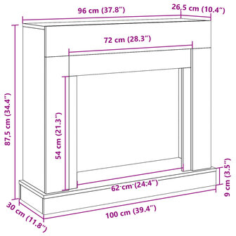 Haardombouw 100x30x87,5 cm bewerkt hout artisanaal eikenkleurig 9
