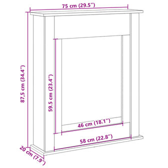 Haardombouw 75x20x87,5 cm bewerkt hout zwart 9