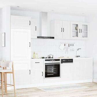 8-delige Keukenkastenset Kalmar bewerkt hout glanzend wit 3