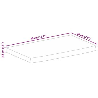 Tafelblad met natuurlijke rand 40x20x3,8 cm massief mangohout 9