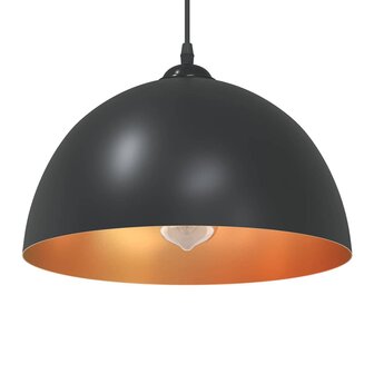 Hanglampen 2 st In hoogte verstelbaar E27 30 cm metaal zwart 1