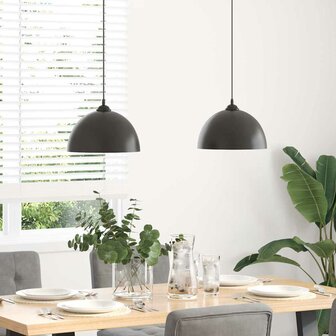 Hanglampen 2 st In hoogte verstelbaar E27 30 cm metaal zwart 3
