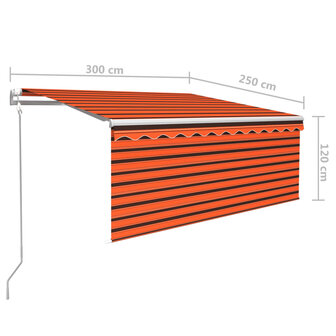 Luifel automatisch uittrekbaar met rolgordijn 3x2,5 m oranje 9
