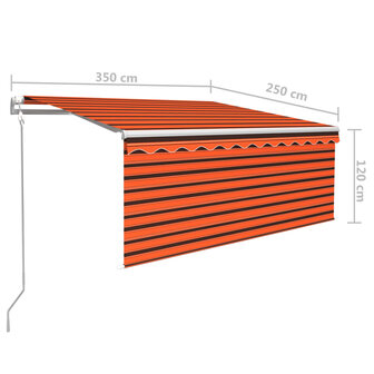 Luifel automatisch uittrekbaar rolgordijn 3,5x2,5m oranje bruin   9