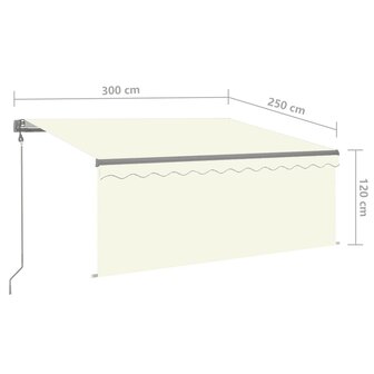 Luifel automatisch uittrekbaar met rolgordijn 3x2,5m cr&egrave;mekleur   9