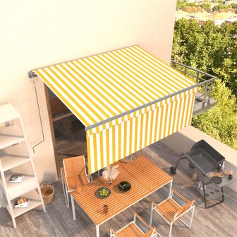 Luifel automatisch uittrekbaar met rolgordijn 3x2,5 m geel wit   1