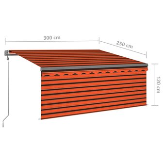 Luifel automatisch uittrekbaar rolgordijn 3x2,5 m oranje bruin   9