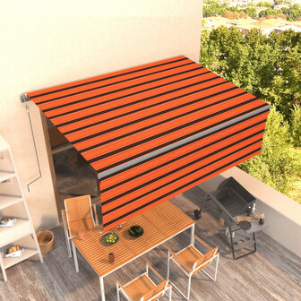 Luifel automatisch uittrekbaar rolgordijn 4x3 m oranje bruin   1