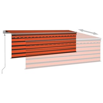 Luifel automatisch uittrekbaar rolgordijn 4x3 m oranje bruin   4
