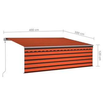 Luifel automatisch uittrekbaar rolgordijn 4x3 m oranje bruin   8