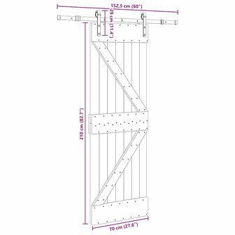Schuifdeur met beslag 70x210 cm massief grenenhout 8