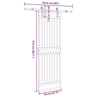 Schuifdeur met beslag 70x210 cm massief grenenhout 8