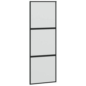Schuifdeur met beslagset 76x205 cm gehard glas zwart 5