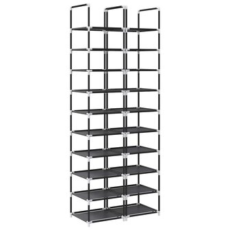 Schoenenrekken 2 st 33x33x174 cm vliesvrij 10-laags zwart 2