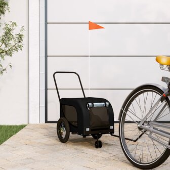 Hondenfietstrailer oxford stof en ijzer zwart 1