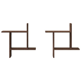 Wandschappen 2 st 50x12x50 cm bewerkt hout bruin eikenkleurig 4