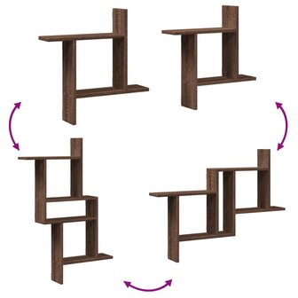 Wandschappen 2 st 50x12x50 cm bewerkt hout bruin eikenkleurig 7