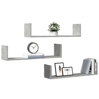 Wandschappen 3 st 80x18x18 cm bewerkt hout betongrijs 3
