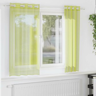 Gordijnen Voile met doorvoertules 2 st 140x140 cm appelgroen 1