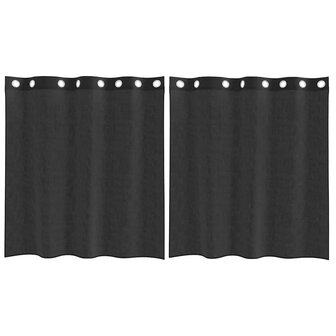 Gordijnen voile met doorvoertules 2 st 140x140 cm zwart 2