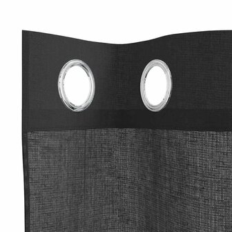 Gordijnen voile met doorvoertules 2 st 140x140 cm zwart 5