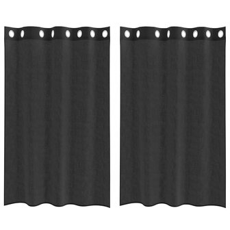 Gordijnen Voile met doorvoertules 2 st 140x175 cm zwart 2