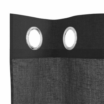 Gordijnen Voile met doorvoertules 2 st 140x175 cm zwart 5