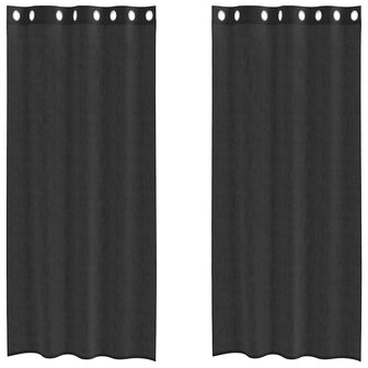 Gordijnen voile met doorvoertules 2 st 140x225 cm zwart 2