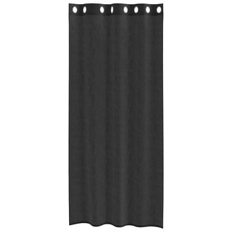 Gordijnen voile met doorvoertules 2 st 140x225 cm zwart 4