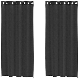 Gordijnen voile met doorvoertules 2 st 140x245 cm zwart 2
